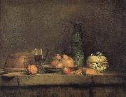 Jean Baptiste Simeon Chardin With olive jars and other glass pears still life Spain oil painting artist